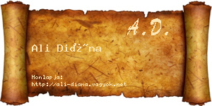 Ali Diána névjegykártya