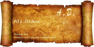 Ali Diána névjegykártya